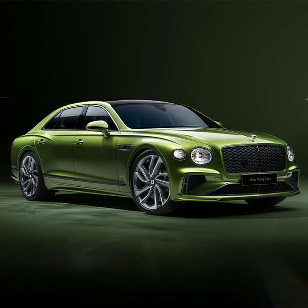 Front side angled view of the new Bentley Flying Spur Speed Tourmaline Green