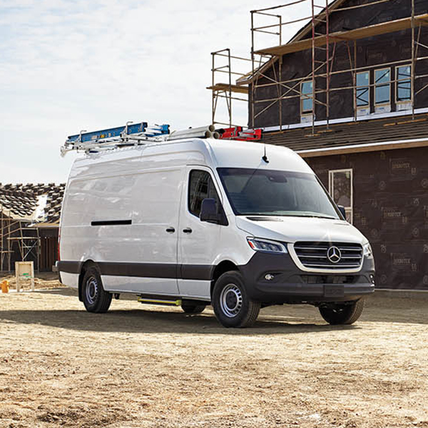 2025 Mercedes-Benz Sprinter Cargo Van parked at a construction site