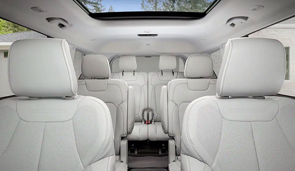 All three rows of seats on the 2021 Jeep Grand Cherokee L Overland.