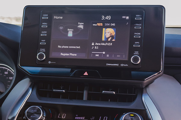 2021 Toyota Venza black interior view showcasing digital screen